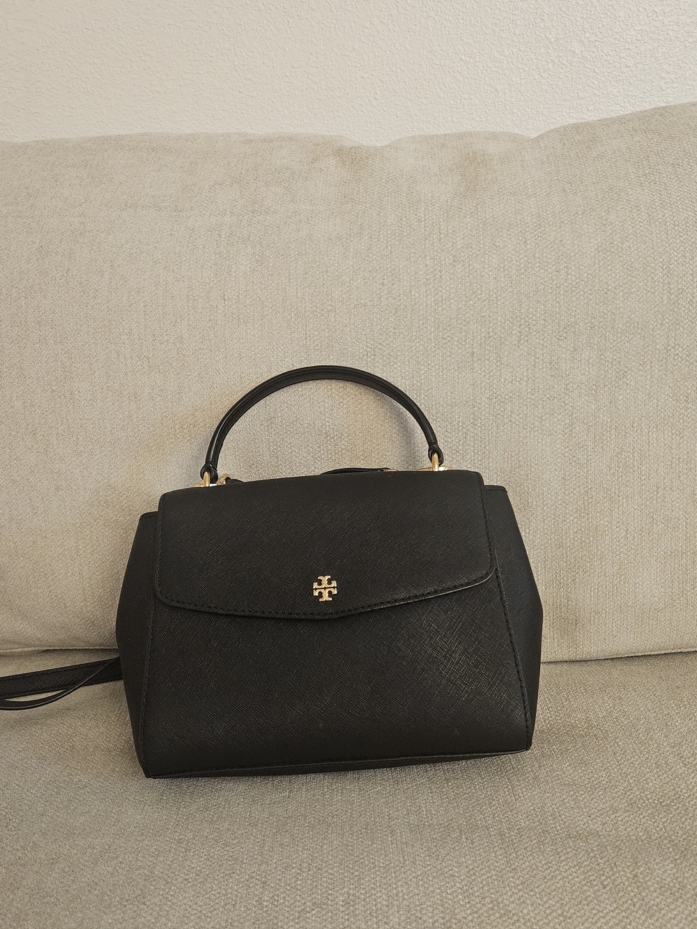 Tory Burch Black Saffiano Top-Handle Satchel